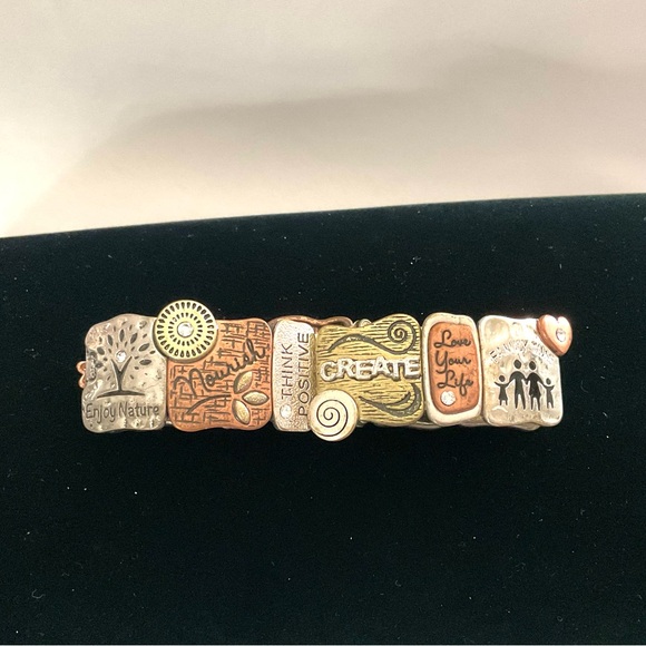 Embrace Life Tri-Tone Stretch Bracelet - Picture 3 of 6